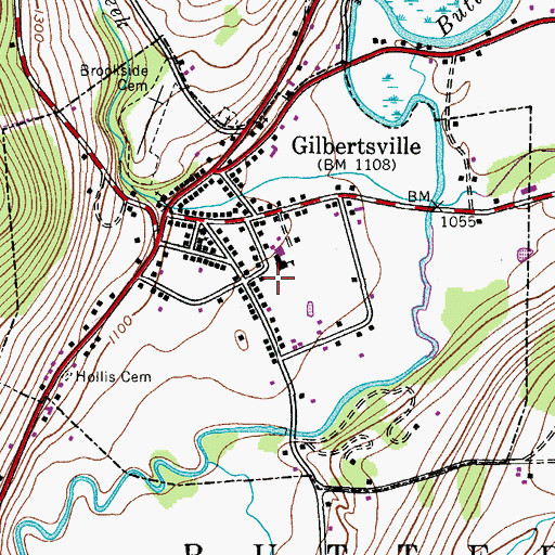 Topographic Map of Village of Gilbertsville, NY