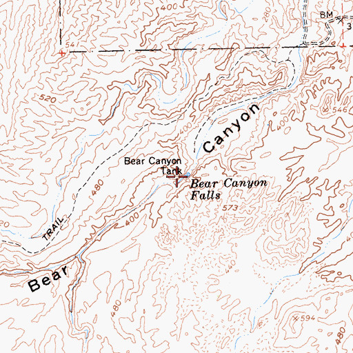 Topographic Map of Bear Canyon Falls, CA