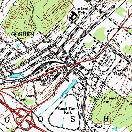 Topographic Map of Village of Goshen, NY