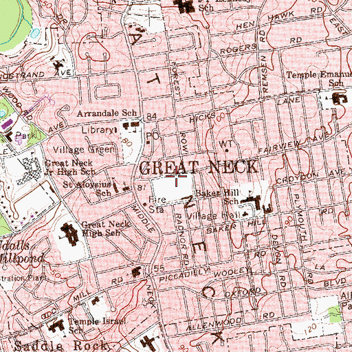 Topographic Map of Village of Great Neck, NY