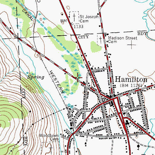 Topographic Map of Village of Hamilton, NY