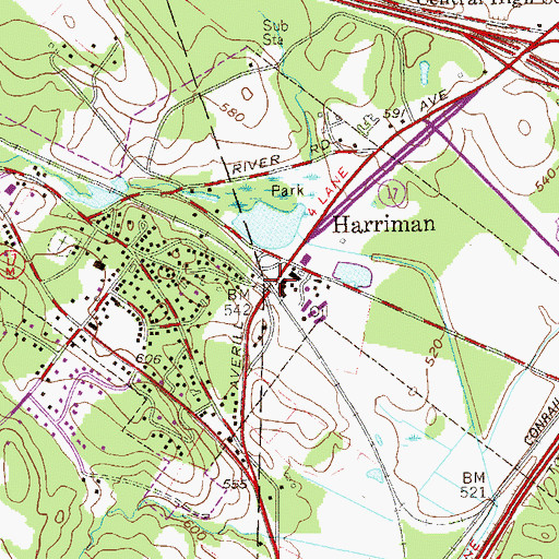 Topographic Map of Village of Harriman, NY