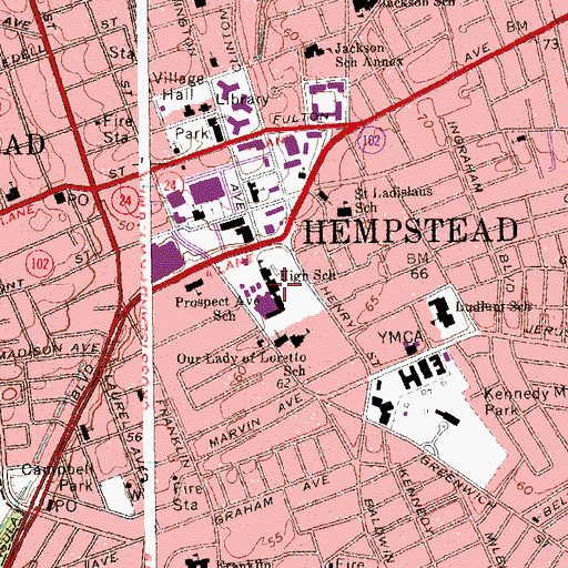 Topographic Map of Village of Hempstead, NY