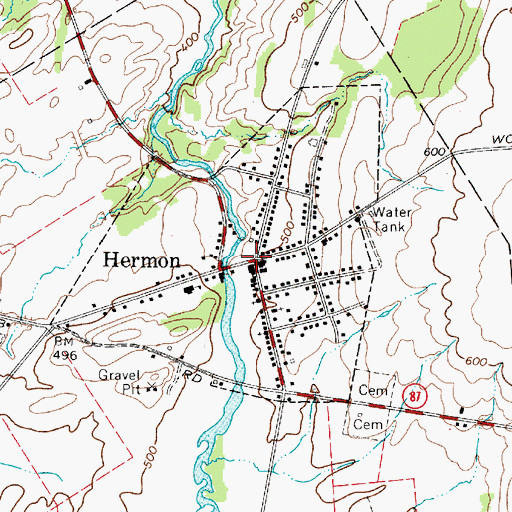 Topographic Map of Village of Hermon (historical), NY