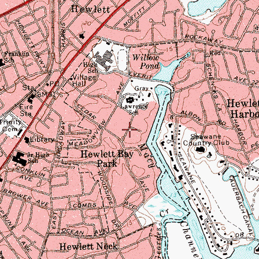 Topographic Map of Village of Hewlett Bay Park, NY