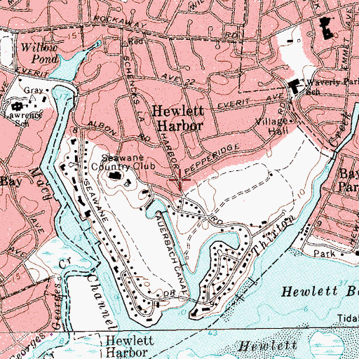 Topographic Map of Village of Hewlett Harbor, NY