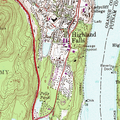 Topographic Map of Village of Highland Falls, NY
