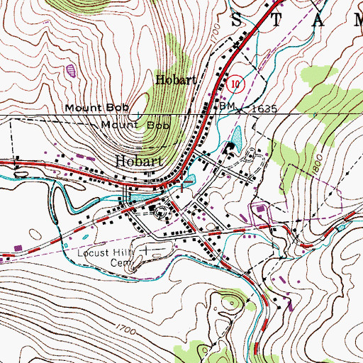 Topographic Map of Village of Hobart, NY