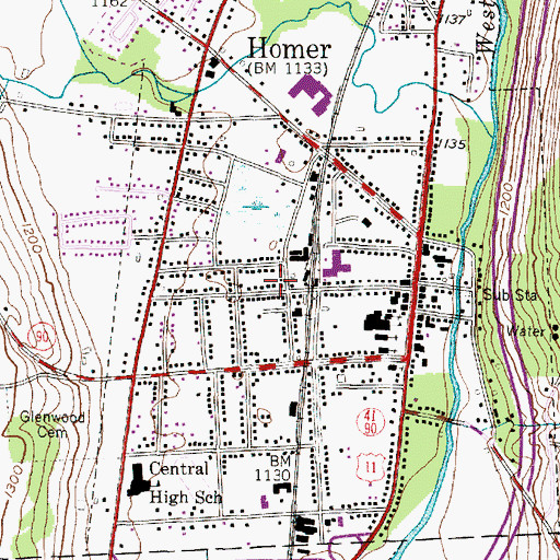 Topographic Map of Village of Homer, NY