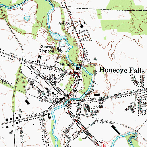 Topographic Map of Village of Honeoye Falls, NY