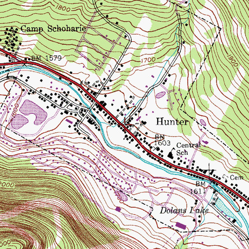Topographic Map of Village of Hunter, NY