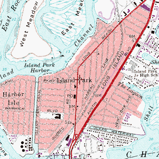 Topographic Map of Village of Island Park, NY
