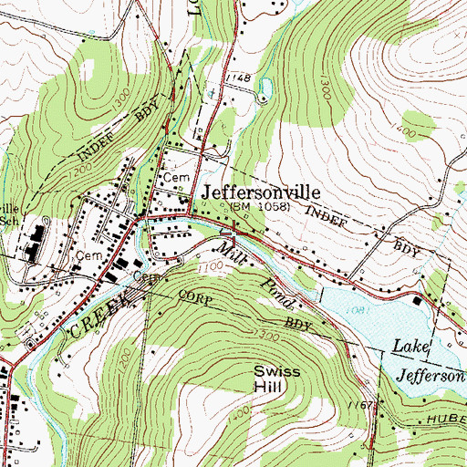 Topographic Map of Village of Jeffersonville, NY