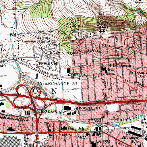 Topographic Map of Village of Johnson City, NY