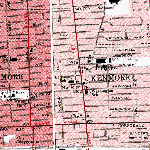 Topographic Map of Village of Kenmore, NY