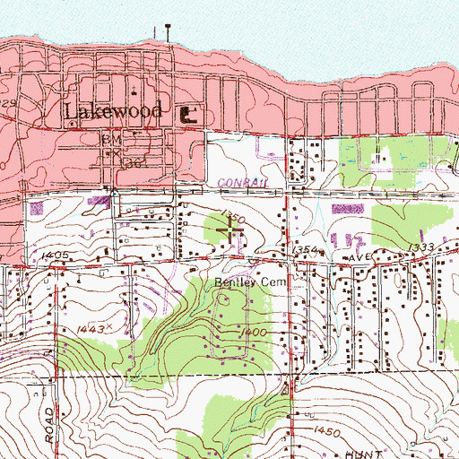 Topographic Map of Village of Lakewood, NY