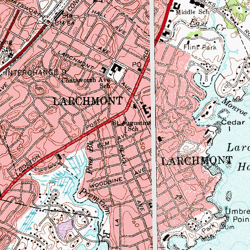 Topographic Map of Village of Larchmont, NY