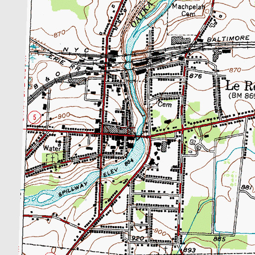 Topographic Map of Village of Le Roy, NY