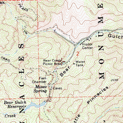 Topographic Map of Bear Creek Picnic Area, CA