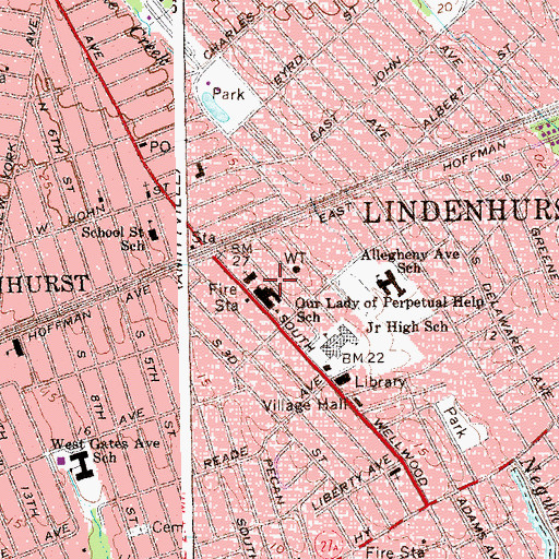 Topographic Map of Village of Lindenhurst, NY
