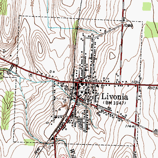 Topographic Map of Village of Livonia, NY