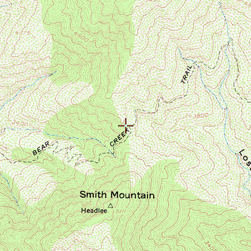 Topographic Map of Bear Creek Trail, CA