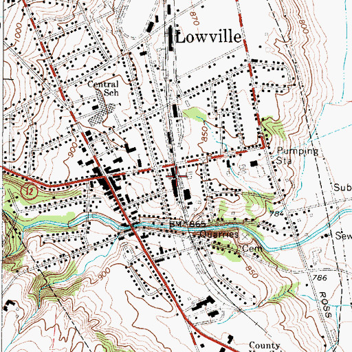 Topographic Map of Village of Lowville, NY