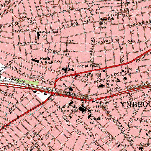 Topographic Map of Village of Lynbrook, NY