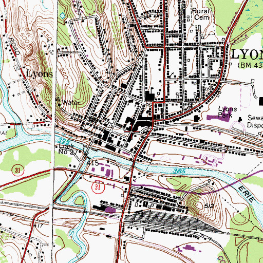 Topographic Map of Village of Lyons (historical), NY