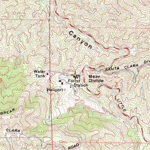 Topographic Map of Bear Divide, CA