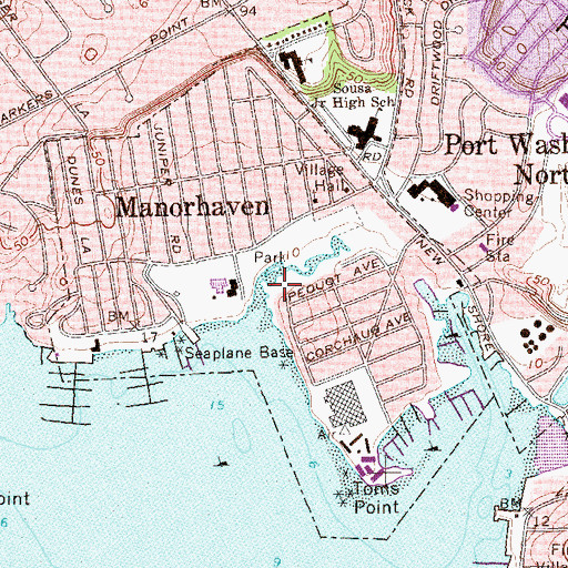 Topographic Map of Village of Manorhaven, NY