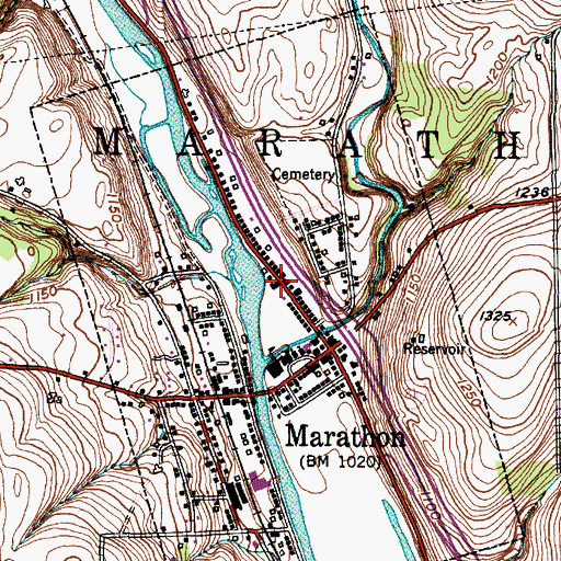 Topographic Map of Village of Marathon, NY