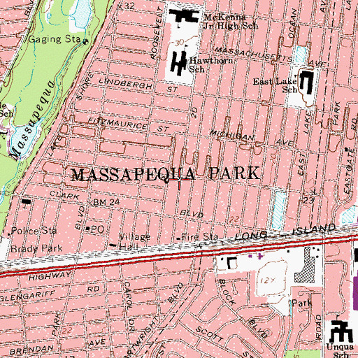 Topographic Map of Village of Massapequa Park, NY