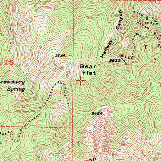 Topographic Map of Bear Flat, CA