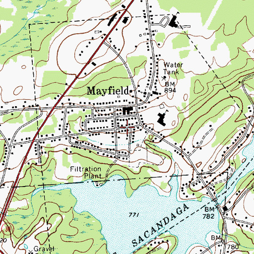 Topographic Map of Village of Mayfield, NY