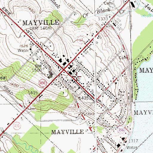 Topographic Map of Village of Mayville, NY