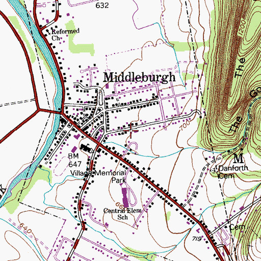 Topographic Map of Village of Middleburgh, NY