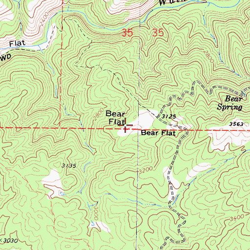 Topographic Map of Bear Flat, CA