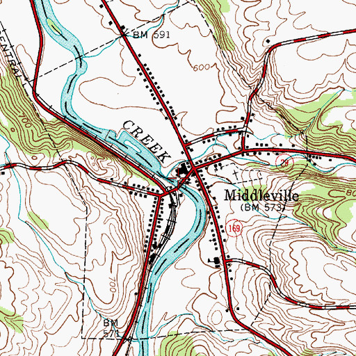 Topographic Map of Village of Middleville, NY