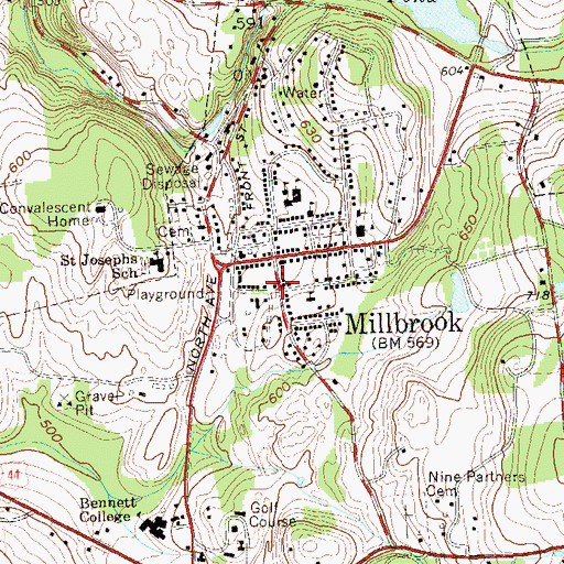 Topographic Map of Village of Millbrook, NY