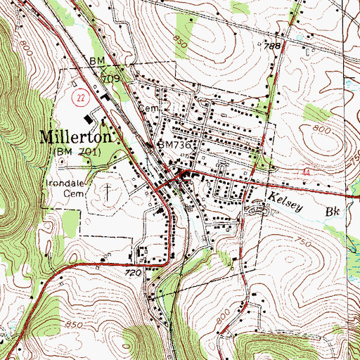 Topographic Map of Village of Millerton, NY