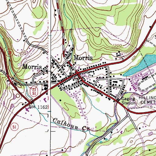 Topographic Map of Village of Morris, NY