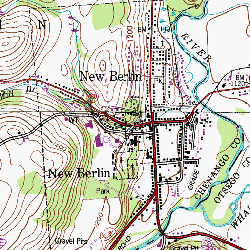 Topographic Map of Village of New Berlin, NY