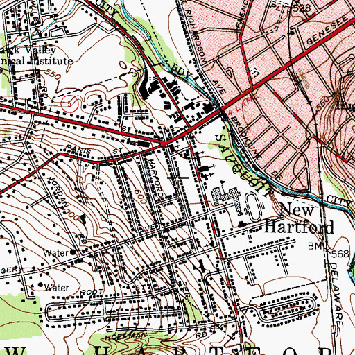 Topographic Map of Village of New Hartford, NY
