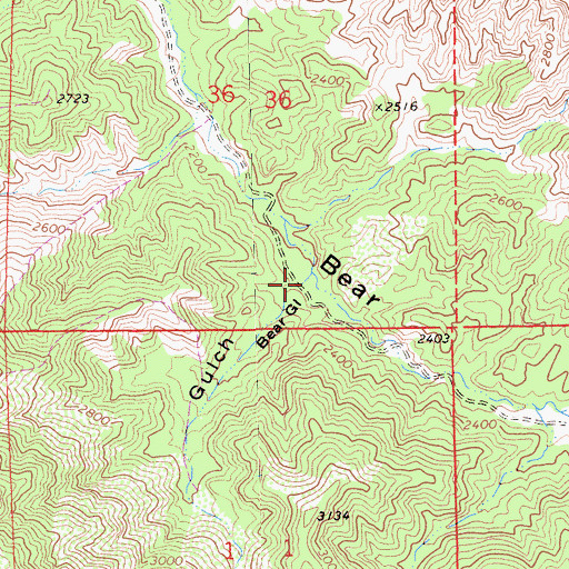 Topographic Map of Bear Gulch, CA