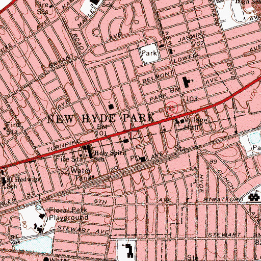 Topographic Map of Village of New Hyde Park, NY
