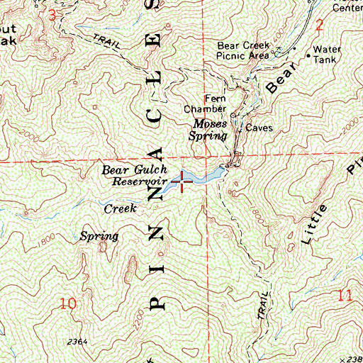 Topographic Map of Bear Gulch Reservoir, CA