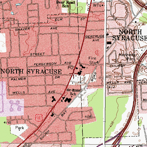 Topographic Map of Village of North Syracuse, NY