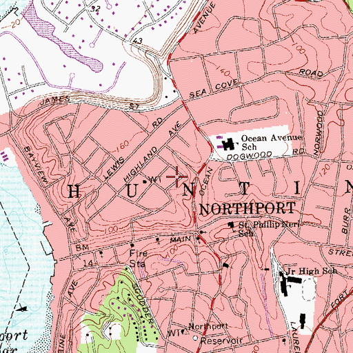 Topographic Map of Village of Northport, NY