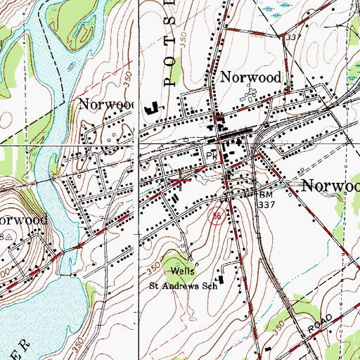 Topographic Map of Village of Norwood, NY